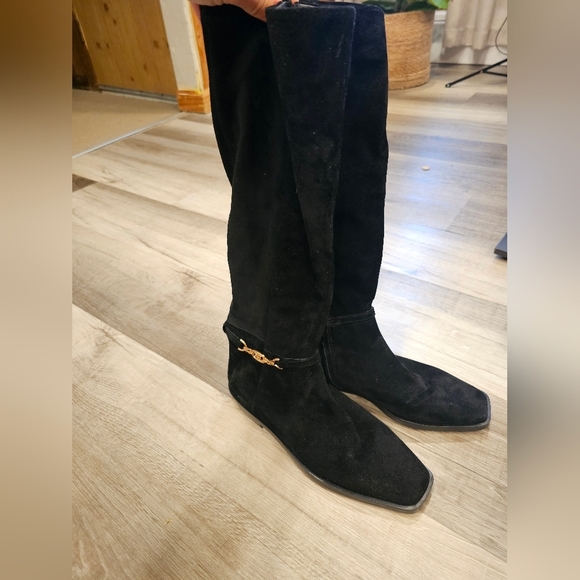 Sam Edelman Black Suede Leather Knee High Boots Size 7 - Picture 7 of 14